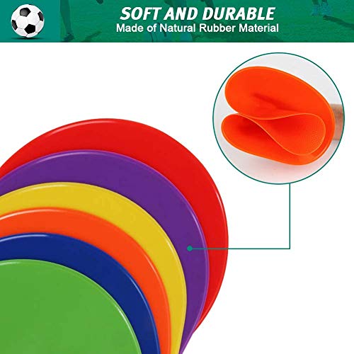 60 Pcs Poly Vinyl Spot Markers Rubber Floor Dots Non Slip Agility Markers Flat Field Cones for PE Gym Classes, Classroom Activities and Games, Soccer Basketball Sports Speed Agility Training - size: 9inch