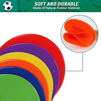 60 Pcs Poly Vinyl Spot Markers Rubber Floor Dots Non Slip Agility Markers Flat Field Cones for PE Gym Classes, Classroom Activities and Games, Soccer Basketball Sports Speed Agility Training - size: 10inch
