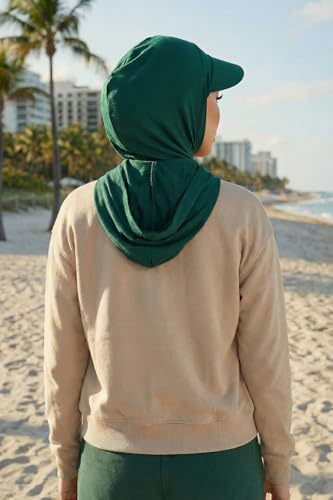Aisha's Design Full Coverage Cotton Bonnet Hijab with Visor Modest Underscarf Bonnet - color: Green