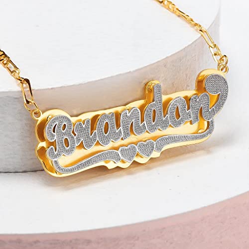 Custom Name Necklace Double Plated Name Necklace Personalized Name Plate Necklaces Name Necklaces for Women 18k Gold Plated Nameplate Pendant - color: Style 1545