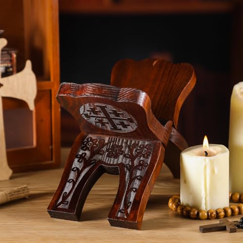 Cinnvoice Collapsable Pinewood Prayer Bible Book Stand Wooden Book Holder Quran Holy Bible Display Support Reading Books Holder Folding Religious Prayer Stand for Church Chapel Supplies Gift