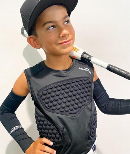 COOLOMG Youth Chest Protector Baseball Softball Football Lacrosse | Padded Compression Shirt Sleeveless Rib Heart Sternum Guard - color: Pure White, size: X-Large