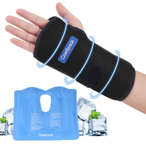 Comfpack Wrist Ice Pack for Carpal Tunnel, Reusable Hot Cold Therapy Hand Ice Pack Wrap Wrist Ice Brace for Hand Surgery, Rheumatoid, Tendinitis, Swelling, Injuries, Pain Relief