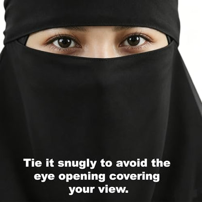 Single Layer Niqab, Soft Chiffon Muslim Veil Face Cover, One Layer Nose Piece, Hijab Prayer Face Mask for Women Men - color: Black