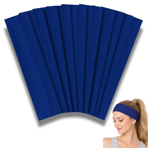 Styla Hair Headbands for Women Stretch Fashion Head Bands 10 Pack Non-Slip Head Wraps Great for Spa, Sports, Yoga, Pilates, Running, Gym Headband, Workouts (Blue) - color: Blue