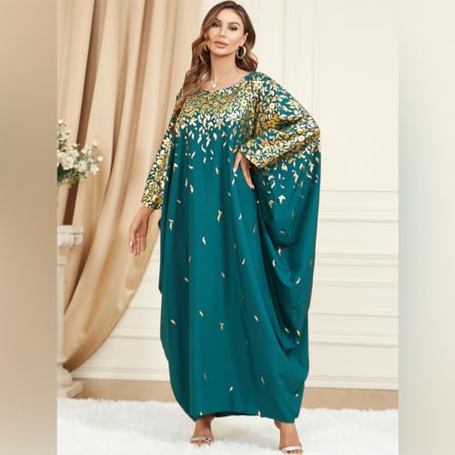 Embroidered Abaya Kaftans for Women Modern Elegant Dubai Moroccan Dubai Kaftan Dresses Abaya for Women Muslim Dress - color: Deep Green