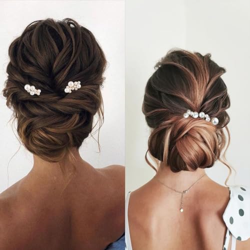 9PCS Gold Wedding Bridal Pearl Hair Pins Clips Vintage Hair Headpiece Jewelry for Bridesmaids Brides Flower Girls Hair Accessories(Pearl Style)