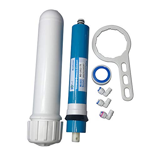 Huining Reverse Osmosis Membrane RO Membrane Housing Kit with 1/4 Quick Connector,Check valve,Water Pipe,Wrench Whole Set for Residential Household Hospital Water Filtration System (75GPD) - style: 75GPD kit