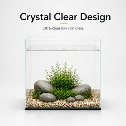 Aquatop High Clarity Low Iron Glass Cube Aquarium - Up to 11.3 Gallons - High-Grade German Silicone - Ideal for Salt and Freshwater Aquariums - size: 11.3 Gal