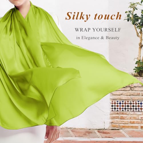 RIIQIICHY Women Shawls and Wraps for Evening Dresses Like Chiffon Silk Scarf Formal Silky Pashmina Shawls for Weddings - color: Green Scarf