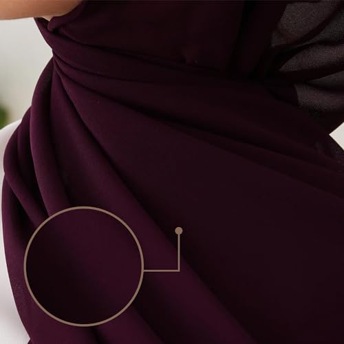 Modest Small Luxury Chiffon Hijab | Premium Lightweight, Flowy and Textured Chiffon Wrap Head Scarf for Women - color: Winter Bloom