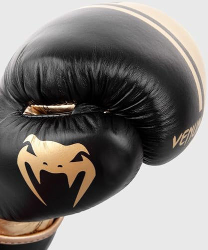 Venum Shield Pro Boxing Gloves - color: Black/Gold, size: 12oz, style: Hook and Loop