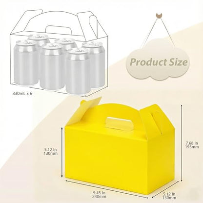 Papertide Yellow Gable Box with Handles, 30 Pack 9.45×5×5 inch Sturdy Colorful Cardstock treat Boxes for Christmas Birthday Party Favors, Premium Presentation Boxes with Lids - color: Yellow