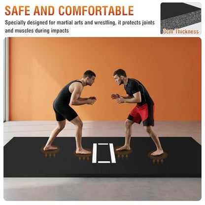Wrestling Mats for Home, 10x10 Jiu Jitsu Mats with Rollable Design, Waterproof Pvc Gymnastics Mat with 3cm Foam Protection for Tumbling Yoga Bjj Mma Grappling Judo Boxing Martial Art - color: Black