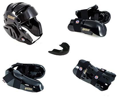 Lightning 8 Piece Deluxe Gear Set w/Shin Guards & Free Mouthpiece (Blue, Child Medium)