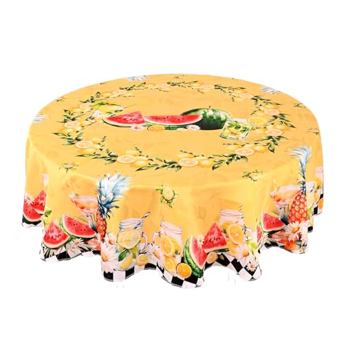 juniissl Lemon Watermelon Tablecloth Washable Round Table Cover for Kitchen Dining Decoration 60 Inch - color: Lemon Watermelon