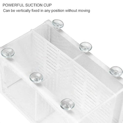 Aquarium Breeder Box with Suction Cups Partition Design Detachable Isolation Hatchery for Fish Fry Tank Breeding(L with Partition) - size: L (with Partition)