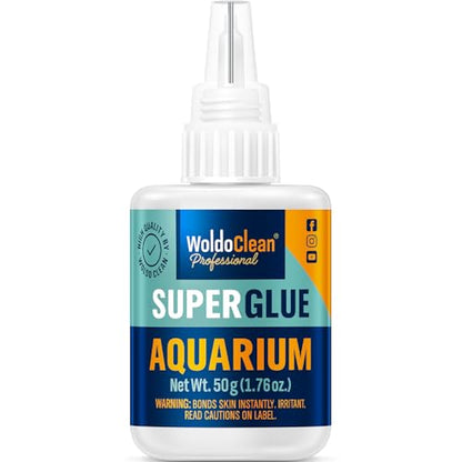 WoldoClean Aquarium Super Glue Gel 50g Fish Safe - Coral, Moss & Plants | Reef Adhesive for Aquascaping, Rocks & Driftwood, Freshwater & Saltwater