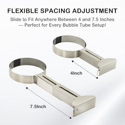 Stainless Steel Bracket for 15cm Sensory Bubble Tube & Aquarium Lamps - Adjustable Dual-Rail Holder with Spill-Proof Base, Child-Safe for Sensory Rooms, Schools, Daycare