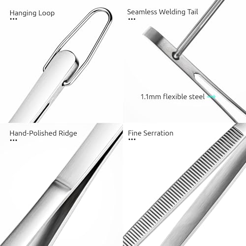 U-Taste Kitchen Cooking Tweezers 18/8 Stainless Steel, 8+10+12"/Pointed Tip | Food-Grade Metal Food Tongs Set, Seamless-Welding, Long Professional Chef Tweezer for Plating Serving Grilling Frying Feeding - size: 8in+10in+12in (pointed tip)