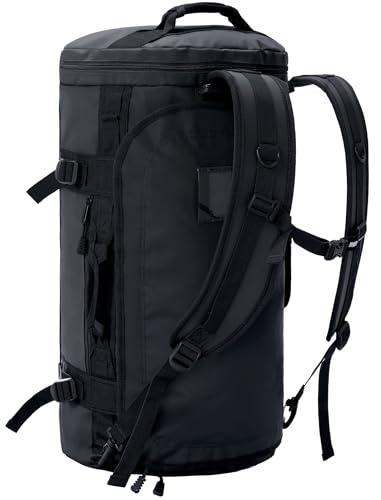 MIER 여행용 캠핑 체육관 스포츠용 대형 더플 백 백팩, 45L/60L/90L | 방수, 컨버터블 더플, 탈착식 백팩 스트랩, 신발 수납 공간, 튼튼한 타폴린, 3가지 사이즈 - color: 블랙., size: 45L