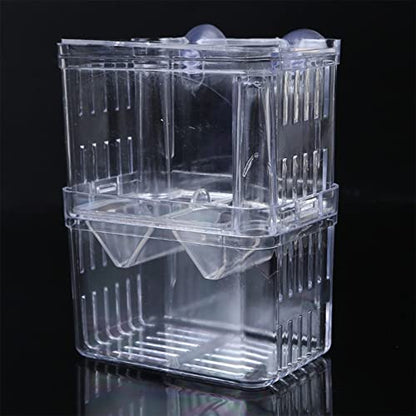 Clear Double Layer Fish Breeding Isolation Box for Aquarium, Small Fry Hatchery Incubator with Suction Cups, Protects Newborn Fish