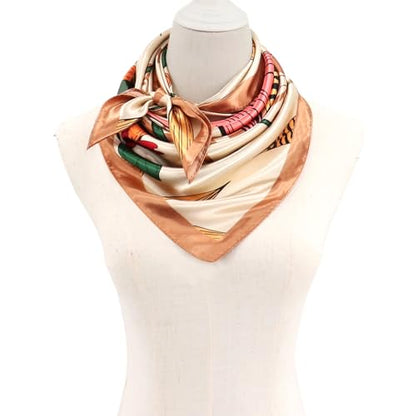 vimate 35" Square Silk Like Head Scarf - Women's Fashion Satin Scarf Bandana for Hair Wrapping at Night. - color: H4#. Style--140-2 Pack