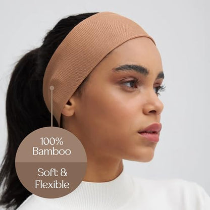 Modest Bandana Ribbed | For Muslim Women Undercap Pre-Sewn Inner Scarf Accessory Easy To Wear - color: Warm Taupe