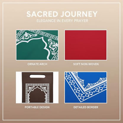 5 Pcs Portable Prayer Mat Set, Non-Woven Fabric Travel Praying Mat with Storage Bag, Disposable, 42.5 x 26.8 in / 108 x 68 cm, for Home, Outdoor Travel, Business Trip