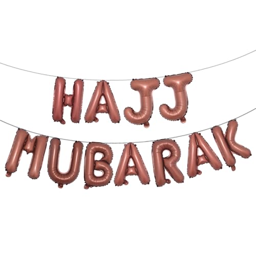 HAJJ MUBARAK Party Balloon for Festival Gathering Decorations Eid Mubarak Party Supplies Decorations (HAJJ MUBARAK Chocolate) - color: Hajj Mubarak Chocolate