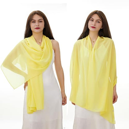 YOUR SMILE for Women Lightweight Breathable Solid Color Soft Chiffon Long Fashion Scarves Sun-proof Shawls Wrap - color: Yellow