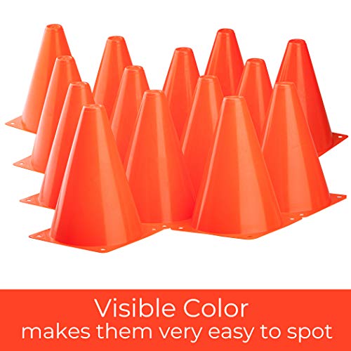 CARTMAN Plastic Training Cones (Set of 12/24 Pack 9" or 12/24 Pack 7" or 12/24 Pack Disc Cone) Agility Soccer Cones, Indoor Outdoor and Festive Events Field Marker Agility Cones - style: 7" 24pk