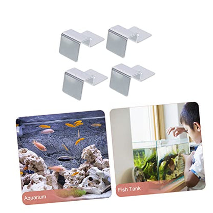 4Pcs Stainless Steel Aquarium Lid Support Clips Durable Glass Cover Holders for Fish Tanks Practical Bracket Supplies for Stable Aquarium Setup for Thick Glass