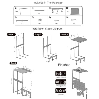 Camping Chairs Storage for Garage - Metal Camping Chair Wall Holder for Garage Organization, Camping Chair Storage Racks with 3 Hooks, Beach Chair Umbrella Wall Storage Rack - size: 12IN
