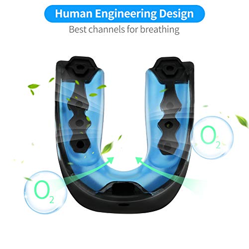 Number-one 2 Pack Soft Mouth Guard with Strap, Professional Sports Mouthguard for Boxing, Jujitsu, MMA, Football, Basketball, Hockey, Karate, Rugby Teeth Armor to Protect Braces for Adult & Youth