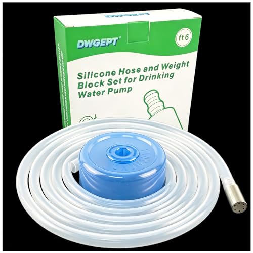 Food Grade Silicone Hose and Weight Block Set for Water Dispenser Pump, 6ft | Replacement for Charging Automatic Drinking Water Pump & Desktop Dispenser - size: 6 ft