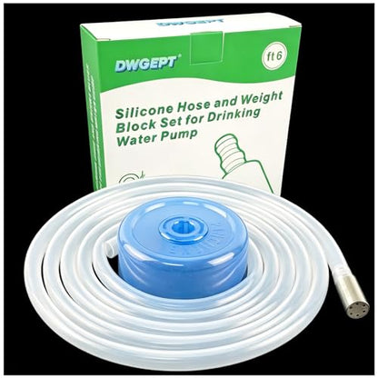 Food Grade Silicone Hose and Weight Block Set for Water Dispenser Pump, 6ft | Replacement for Charging Automatic Drinking Water Pump & Desktop Dispenser - size: 6 ft