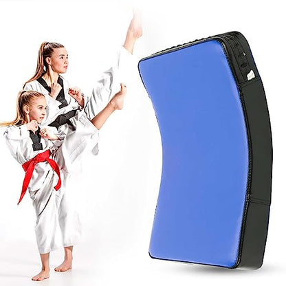 Taekwondo Curved Foot Target, Ergonomically Designed Muay Thai Pad for Training, Curved Kickboxing Strike Shield for Martial Arts, Taekwondo, Karate - color: Blue