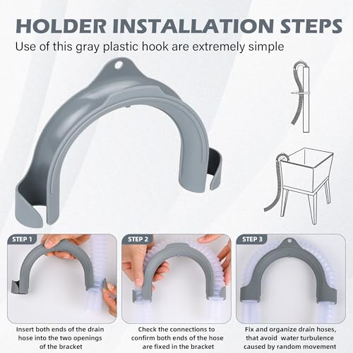 U-Shaped Washing Machine Drain Hose Holder Hook, 2Pack | U-Bend Hose Holder Hook, For Laundry Tub, Dishwasher and Sink Drain Hoses, Compatible with Samsung, GE Washers