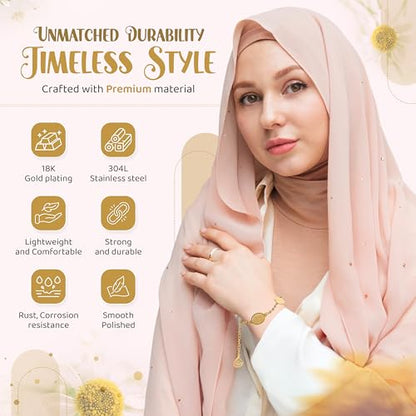 Elegant Ayatul Kursi Bracelet with Allah Pendant - Perfect Islamic Gifts Islamic Jewerly for Women: Ramadan New Year Special Arabic Bracelet - color: Gold