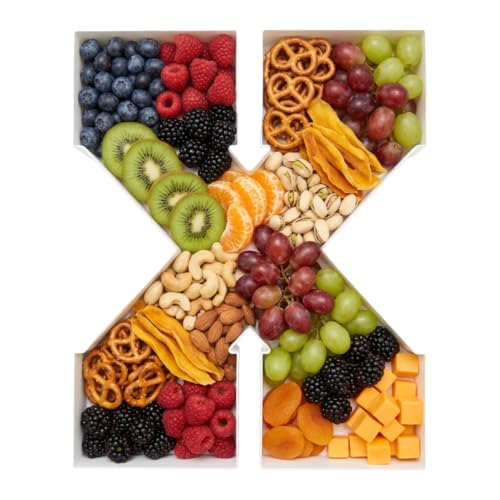 10 Inch Plastic Fillable Letter for Charcuterie, Party Table Centerpiece, Waterproof (X Style) - style: X Style