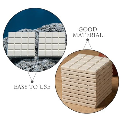 KOMBIUDA 12pcs Ceramic Coral Frag Tiles, Square Coral Plugs for Aquarium, Coralline Plate Base, Frag Disks Support Bases for Saltwater Tanks