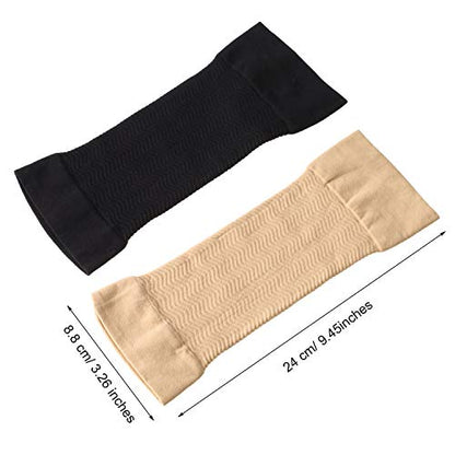 WILLBOND 4 Pairs Slimming Arm Shaper Sleeve for Women Men Upper Flabby Arm Sleeve for Slimming Sun Protection Tattoo Cover up - color: Black and Nude Color