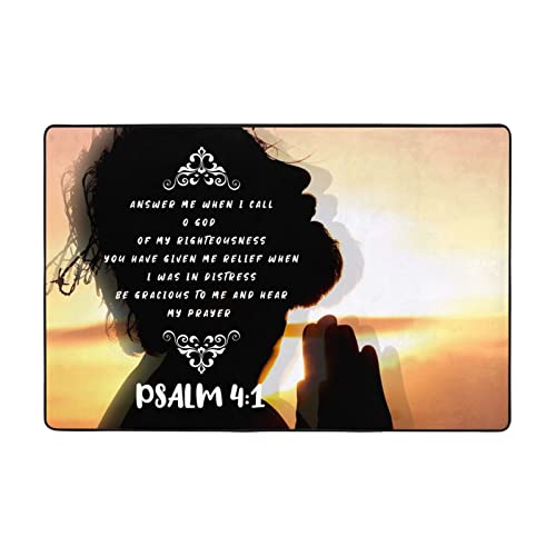 VIVACITE Prayer Mat Christian Prayer Rug for Prayer Room Décor Essentials - color: Psalm 4:1 Pray, size: 36" x 24" (Rectangular)