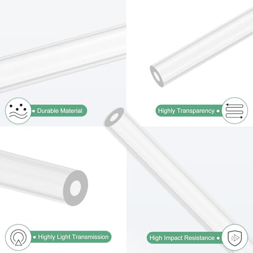 M METERXITY 2-Pack Clear Rigid Acrylic Pipe, 3mm[0.12"] ID x 7mm[0.28"] OD Plastic Round Tube for Water Cooling System/Lamps/Fountains/Aquariums/Display Stand, Acrylic Tubing [305mm/12IN] - size: 3mm ID x 7mm OD