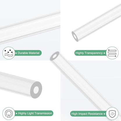 M METERXITY 2-Pack Clear Rigid Acrylic Pipe, 3mm[0.12"] ID x 7mm[0.28"] OD Plastic Round Tube for Water Cooling System/Lamps/Fountains/Aquariums/Display Stand, Acrylic Tubing [305mm/12IN] - size: 3mm ID x 7mm OD