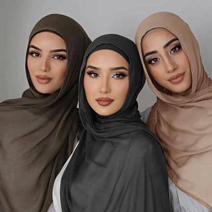 Viscose Hijab Scarf for Women Muslim Cotton Jersey Hijab Fashion Long Scarf Shawls - color: Khaki