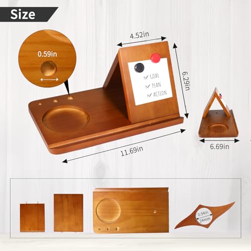 Wood Desktop Book Stand for Reading Rest Birthday and Mothers Day Gifts, Book Page Holder Thumb Bookmark,Magnet Couple Photo or Note, Book Accessories, Triangle Book Nook with Cup for Book Lovers - style: Magnetic attraction