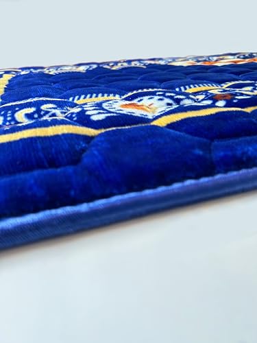 Prayer Rug Muslim Mat Islamic - Padded Very Thick Prayer Rug Sajadah for Men Women with Islam Prayer Beads for Eid Travel Ramadan, Soft and Luxury (Royal Blue) - color: Royal Blue