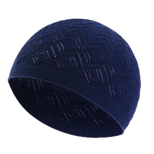 3PCS Men Islamic Prayer Cap Muslim Breathable Skull Cap, Kufi Hats Muslim Prayer Islamic Cap & Handicraft Taqiyah - color: 3pcs Navy